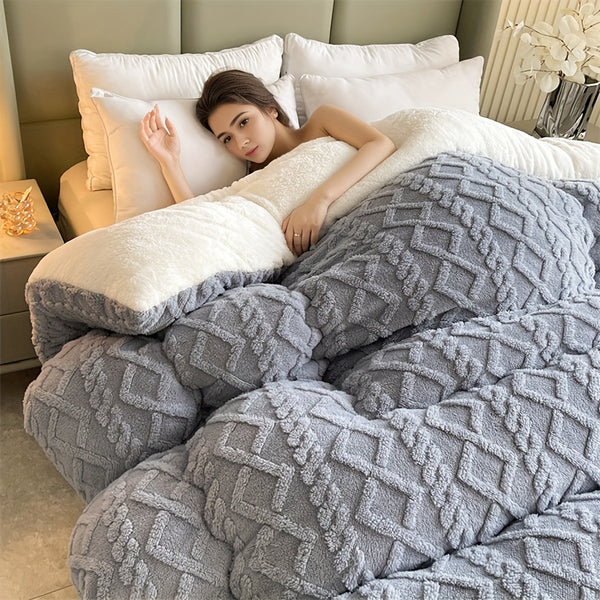 Plush Winter Jacquard Quilt Thick Warm Machine Washable